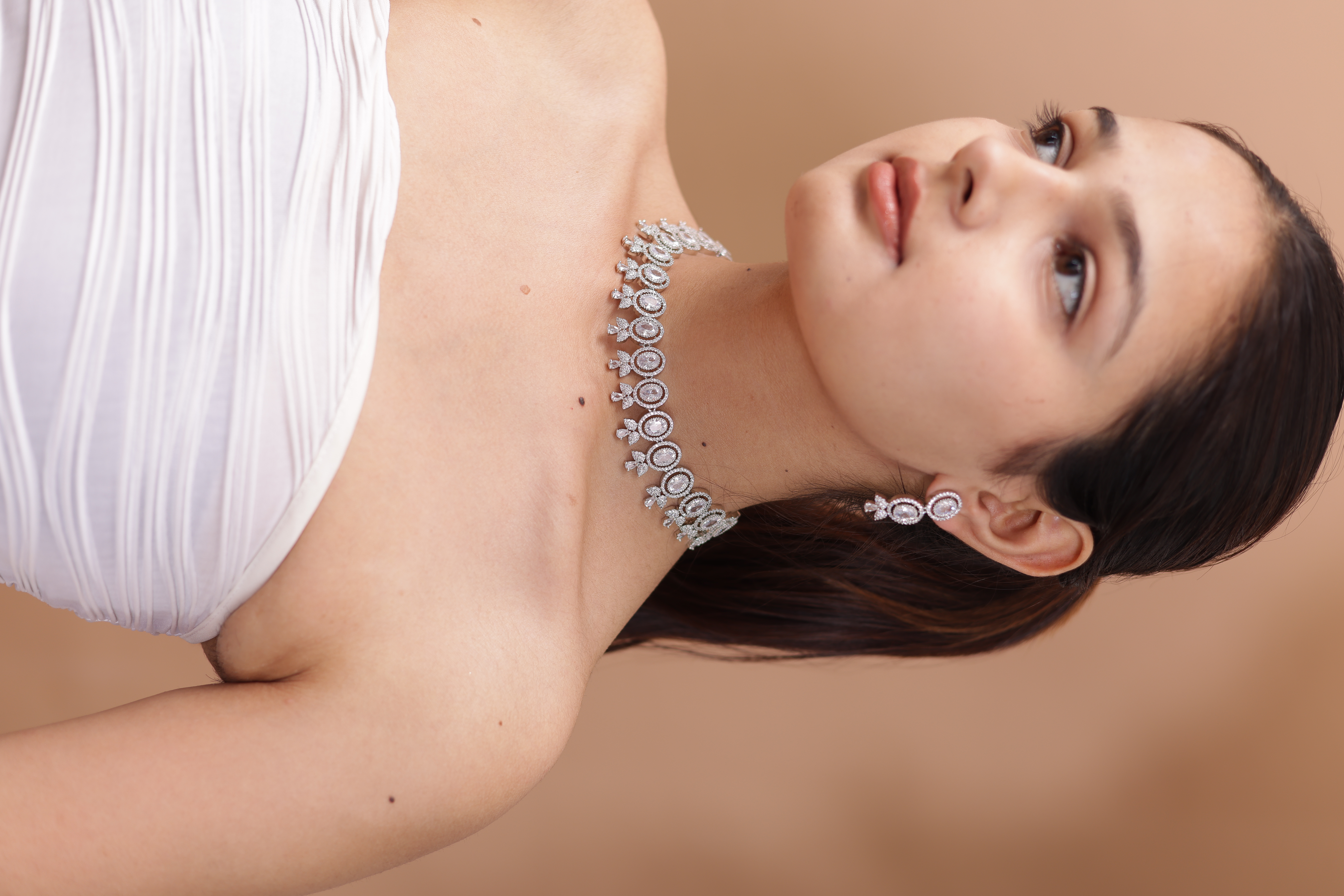 Rhodium-Plated CZ-Studded Necklace